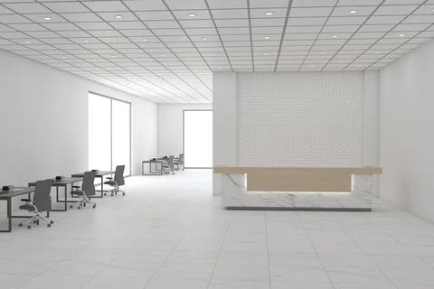 3D rendering of a modern office reception interior Stock Illustration