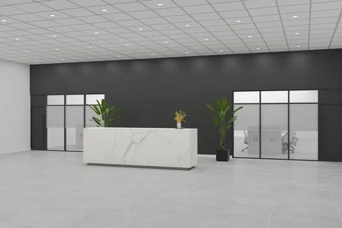 3D rendering of a modern office reception interior Stock Illustration