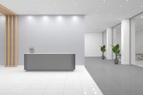 3D rendering of a modern office reception interior Stock Illustration
