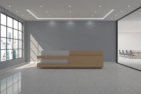 3D rendering of a modern office reception interior Stock Illustration