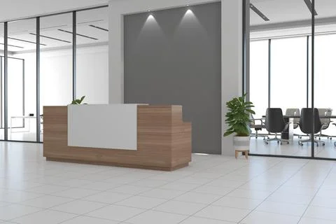 3D rendering of a modern office reception interior Stock Illustration