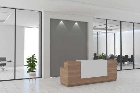 3D rendering of a modern office reception interior Stock Illustration