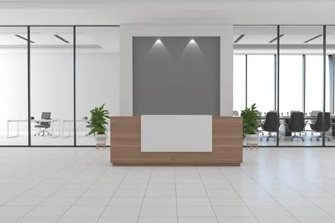 3D rendering of a modern office reception interior Stock Illustration