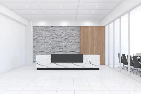 3D rendering of a modern office reception interior Stock Illustration