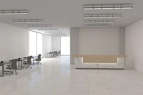 3D rendering of a modern office reception interior Stock Illustration