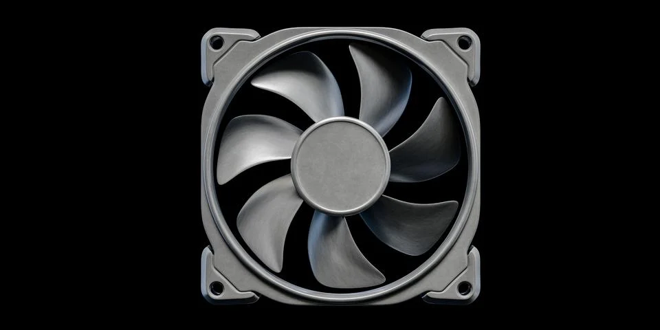 3d rendering modern pc computer case cooling fan front view isolated dark b.. Stock Illustration