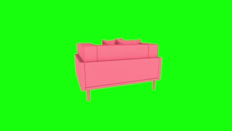 3D rendering of modern pink couch on bright green background Stock-Footage 303859419