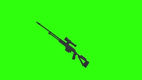 3D rendering of a modern rifle against a bright green background Stock Footage 287882371