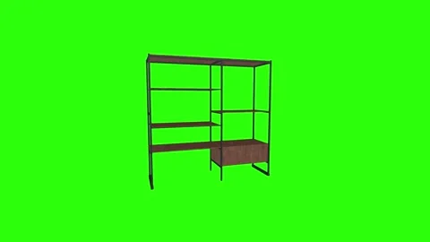 3D rendering of a modern shelving unit on a green background Stock-Footage 287882286