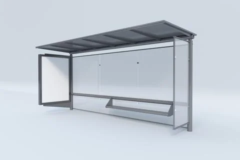 3D rendering of a modern simple bus stop side view on white background 스톡 일러스트
