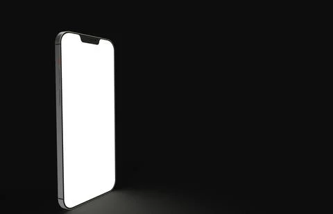 3D rendering of a modern smartphone isolated on a black background with copy spa Illustrazione stock