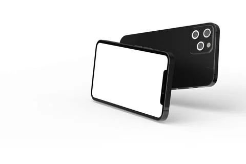 3D rendering of a modern smartphone isolated on a white background with copy spa Stock Illustration