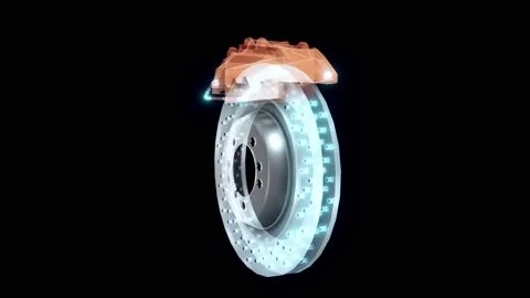 3D rendering of modern sport car brake on black background 4k Stock Footage 148034295