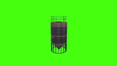 3D rendering of a modern storage silo with a green background Stock-Footage 297584522