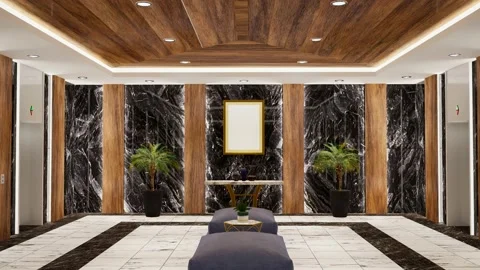 3d rendering modern style the Lobby with luxury decorate Stock Footage 148602227