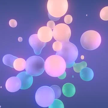 3d rendering modern template of holographic floating liquid blobs, metaballs Stock-Illustration