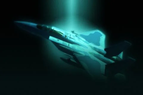 3D rendering of a modern US jet fighter in flight Stock Illustration