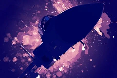 3D rendering of a modern US jet fighter in flight Stock Illustration