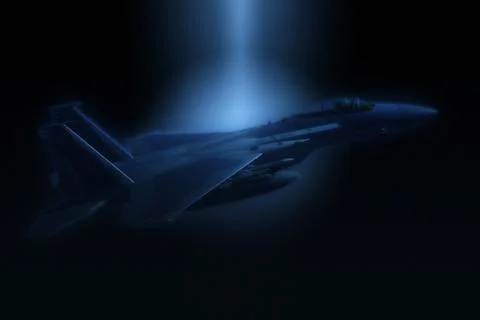 3D rendering of a modern US jet fighter in flight Stock Illustration