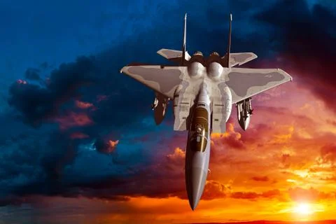 3D rendering of a modern US jet fighter in flight Stock Illustration
