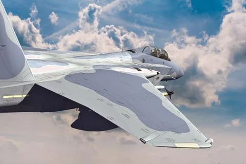 3D rendering of a modern US jet fighter in flight Stock Illustration