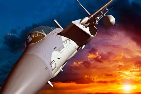 3D rendering of a modern US jet fighter in flight Stock Illustration