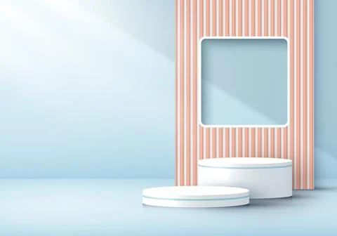 3D rendering modern white cylinder podium Stock Illustration