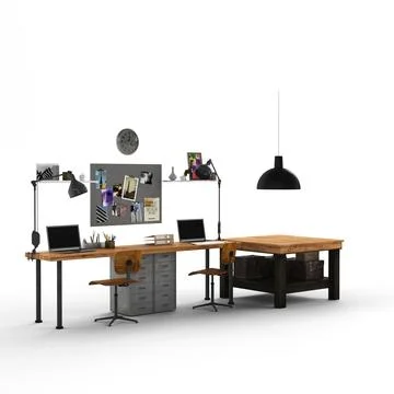 3d rendering of a modern work environment Stock Illustration