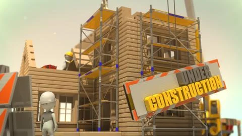 3d rendering of modular house is under construction Stock Illustration