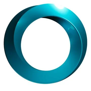 3D rendering of a Moebius ring in metallic turquoise Stock Illustration