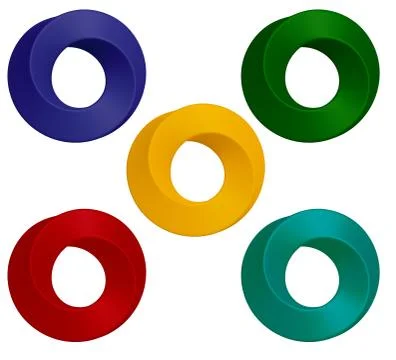 3D rendering of Moebius rings in different colors Иллюстрация