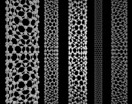 3D rendering of molecular models of carbon nanotube Stock Photos