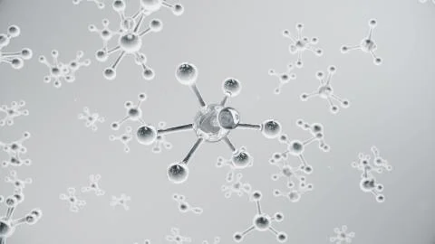 3D rendering molecule structure. Scientific medical background with atoms and Stock Illustration