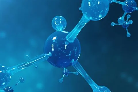3D rendering molecules. Atoms bacgkround. Medical background for banner or flyer Stock Illustration