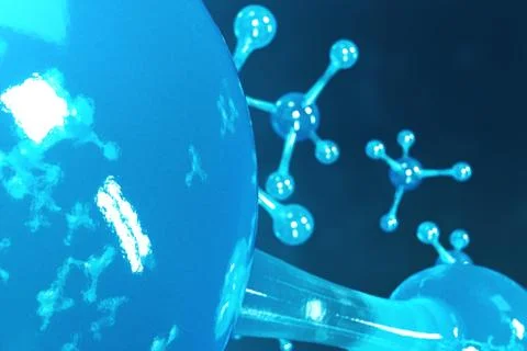3D rendering molecules. Atoms bacgkround. Medical background for banner or flyer Stock Illustration
