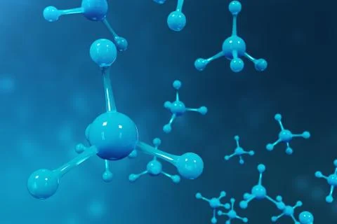 3D rendering molecules. Atoms bacgkround. Medical background for banner or flyer Illustrazione stock