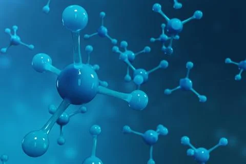 3D rendering molecules. Atoms bacgkround. Medical background for banner or flyer Stock Illustration