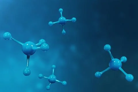 3D rendering molecules. Atoms bacgkround. Medical background for banner or flyer Stock Illustration