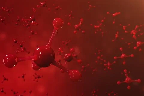 3D rendering molecules. Atoms bacgkround. Medical background for banner or flyer Stock Illustration