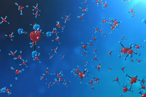 3D rendering molecules. Atoms bacgkround. Medical background for banner or flyer Stock Illustration