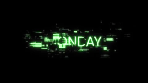 3D rendering Monday text with screen effects of technological glitches Stock Illustration