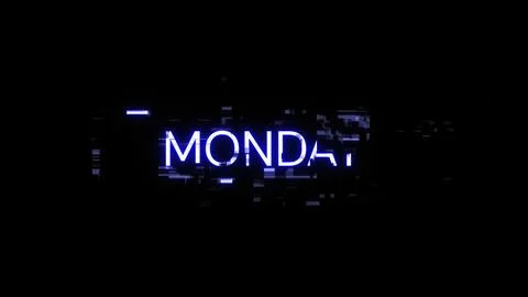 3D rendering Monday text with screen effects of technological glitches Illustrazione stock