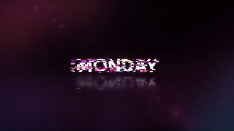 3D rendering Monday text with screen effects of technological glitches Stock Illustration