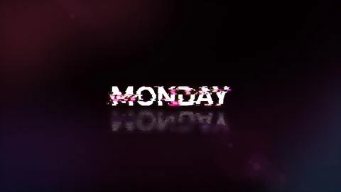 3D rendering Monday text with screen effects of technological glitches Stock Illustration