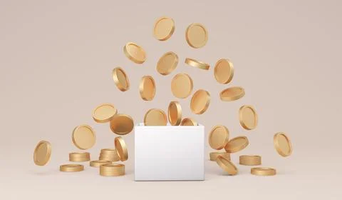 3D Rendering of money coins explode from a box on background concept of don.. イラスト素材