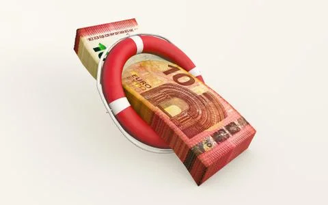 3d rendering Money saving budget concept with a rescue belt Stock Illustration