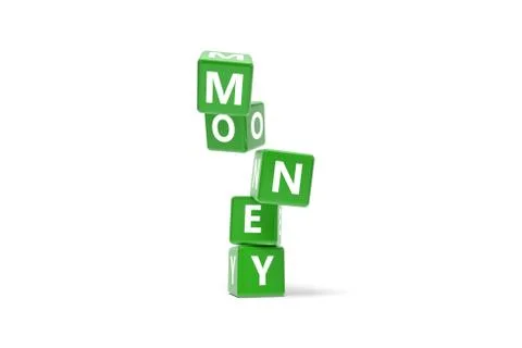 3D Rendering Money Text on Green Square Boxes 스톡 일러스트