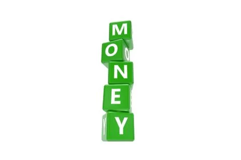 3D Rendering Money Text on Green Square Boxes 스톡 일러스트