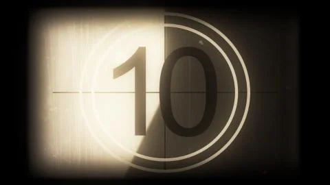 3D rendering of a monochrome old and grained universal countdown leader Stock Illustration