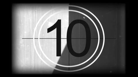 3D rendering of a monochrome old and grained universal countdown leader Stock Illustration